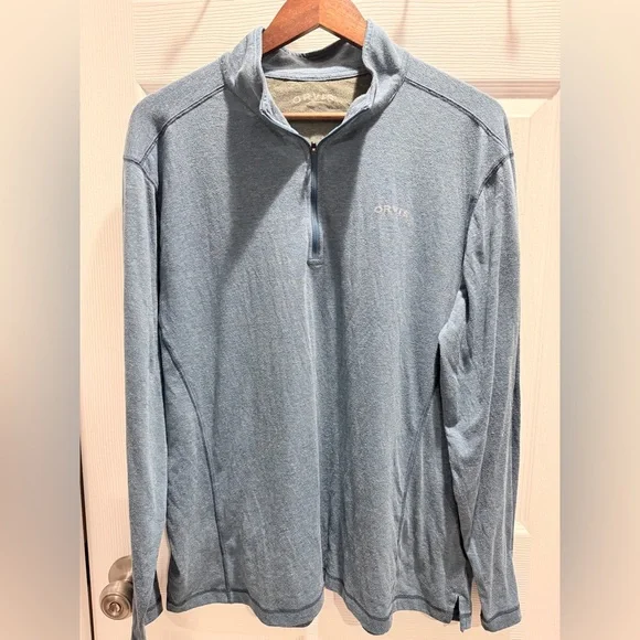 Orvis Quarter‑Zip Pullover Men’s XL– Heather Blue Performance Long Sleeve - Picture 3 of 9